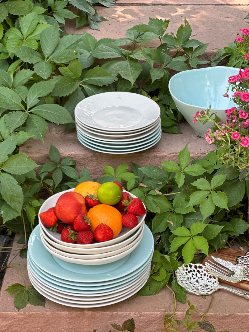 Bee Ceramic Dessert Plate-set of  4  in pale bleu