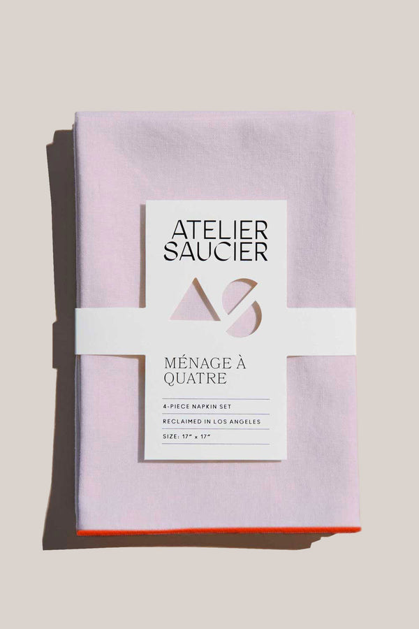 Atelier Saucier Blush Linen Orange Napkin-Set of 4